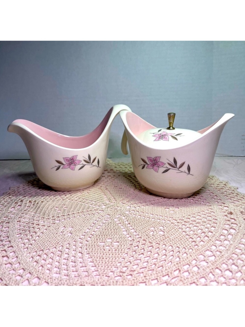 Charming Taylor Smith Taylor Rose Sachet Pink Flowers Creamer and Sugar Bowl